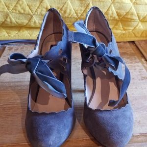 Grey suede heels